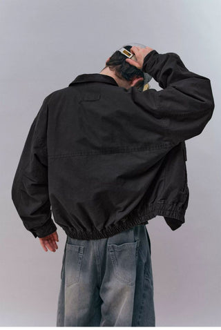[Monterest] Washed Cotton Work Jacket with Leather Collar