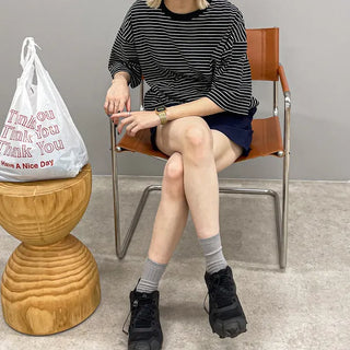 Cotton ribbed long socks
