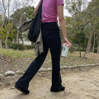 span boot black denim pants