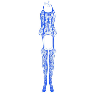 Halter knotted suspender lace bodystocking