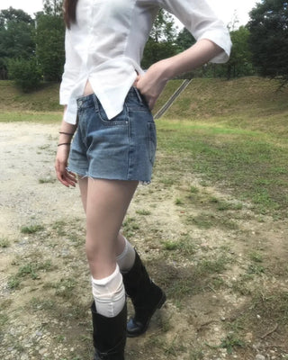 roll up denim shorts