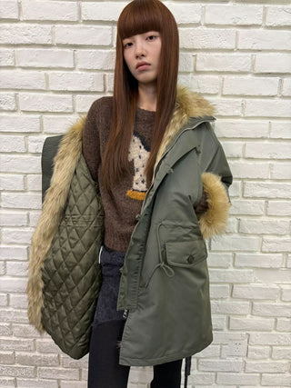 [NeverSeez] Fur Collar Oversized Parka Coat