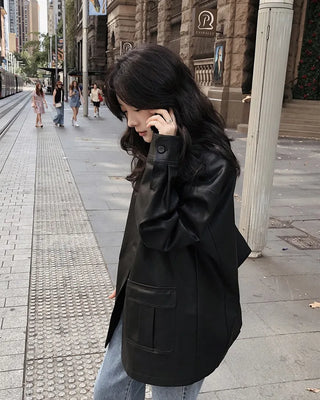 Vegan leather half trench coat