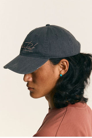 [Monterest] Washed Distressed Logo Embroidered Cap