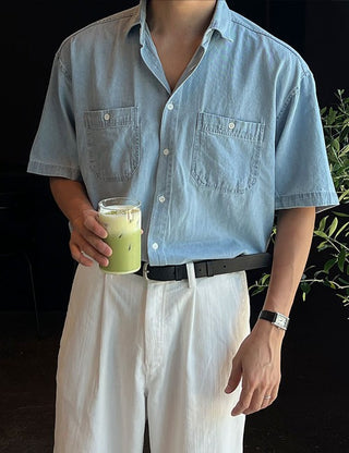 Scent Basic Denim Short Sleeve Shirt (3 colors)