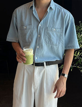 Scent Basic Denim Short Sleeve Shirt (3 colors)