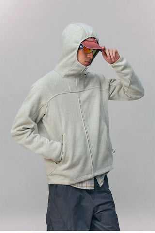 [Monterest] Fleece-Lined Hooded Zip-Up Cardigan