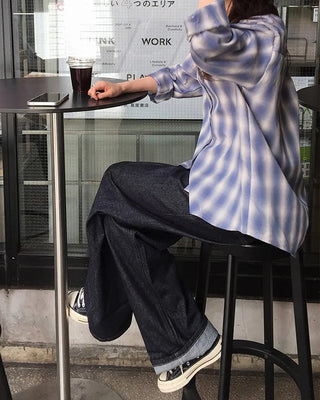 Wide-leg denim pants