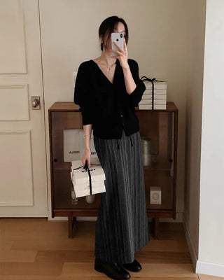 (set) Striped shirt & skirt set