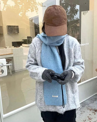 (11 colors) Soft wool knit long scarf