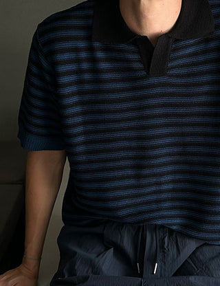 Dean Striped Collared Short Sleeve Knit (3 colors)