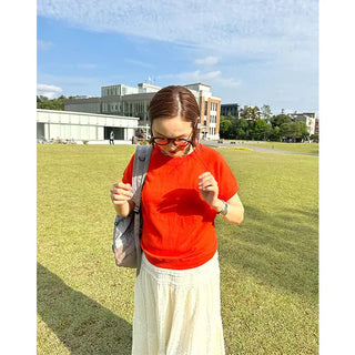 Raglan short-sleeved sweatshirt