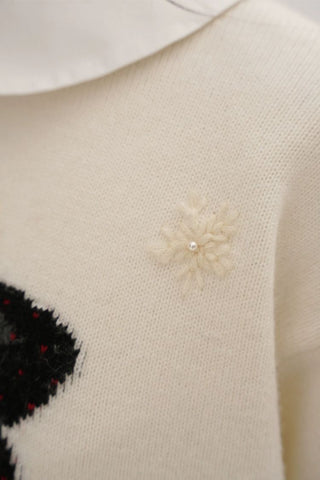 [Moromoro2] Rabbit Embroidered Fair Isle Knit  Sweater