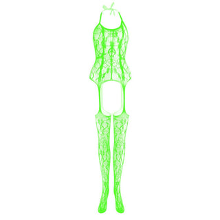 Halter knotted suspender lace bodystocking
