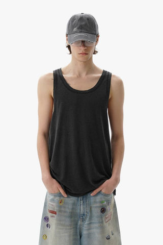 [MASONPRINCE] Washed Ribbed  Sleeveless Top