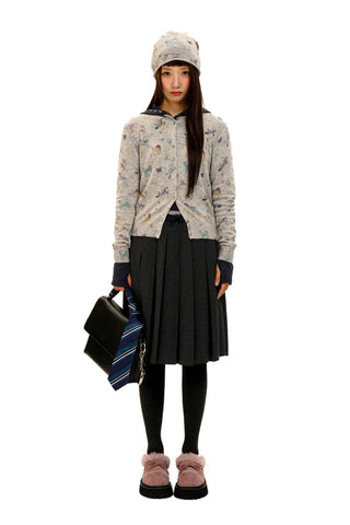[Moromoro2] Horse & Rabbit Print Crew Neck  Cardigan