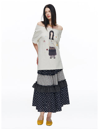 [NECY] Floral Dot Patchwork Cake Skirt (2ver)