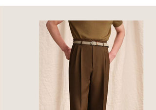 [CULTUM] Double Pleat Straight Leg Trousers