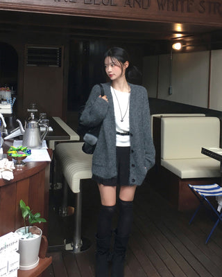 Angora V-neck cardigan