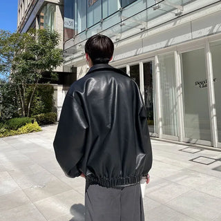 2-way zip leather jacket
