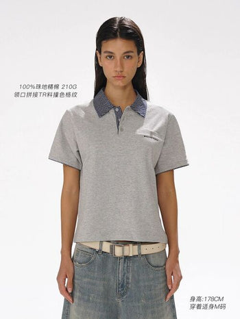 [MASONPRINCE] Check Collar Pique Cotton Polo
