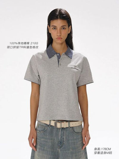 [MASONPRINCE] Check Collar Pique Cotton Polo