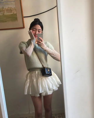 Tutu Small Dot Layered See-Through Long Sleeve T-Shirt - 2 Colors