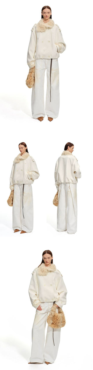 [NOTAWEAR] Wash Twill Denim Wide-Leg Pants