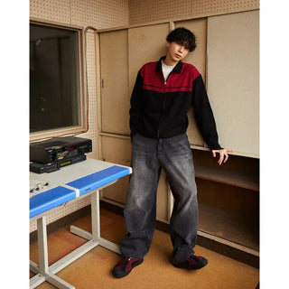 Washed balloon denim pants