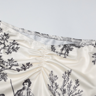 Self tie halter print ruched cami midi skirt set