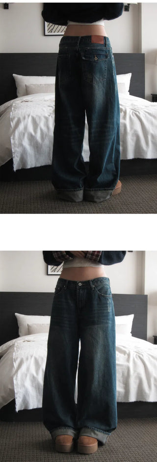 Roll-up wide Faded pants - 3 colors