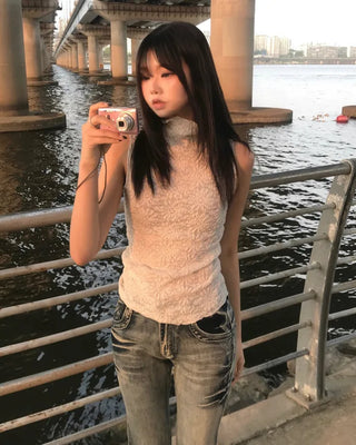 lace flower half sleeveless (3color)