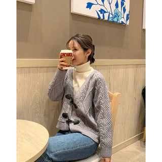 Cropped duffel knit cardigan