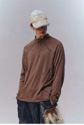 [Monterest] 3A Antibacterial Grid Fleece Half-Zip Tee