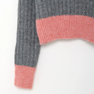 Ribbed two-tone turtleneck knit