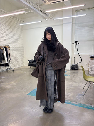 [NeverSeez] Pleated Plaid Skirt with Removable Waist Detail