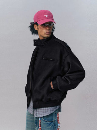 [Monterest] Wool Blend Stand Collar Harrington Jacket