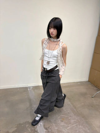 [NeverSeez] Ribbed Button-Front Cami Top