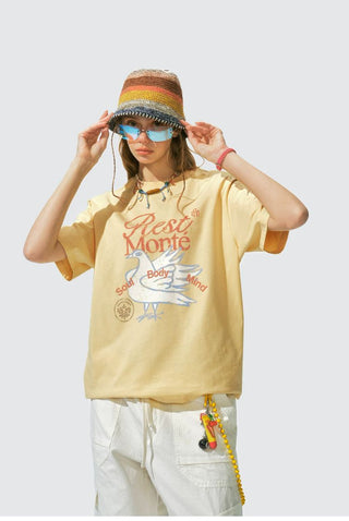 [Monterest] Washed Peace Dove Print T-Shirt