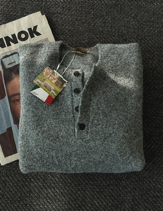 London Merino Wool Henley Neck Heavy Knit (9 colors, M~L)