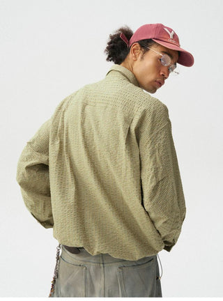 [Monterest] Oversized Half-Placket Check Shirt