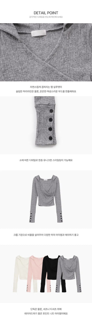 Clean Ribbed Hooded Off Knitwear - 4 colors