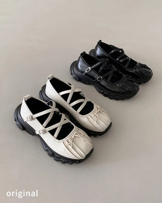 Platform Mary Jane Ribbon Platform Loafer Sneakers (2 colors)