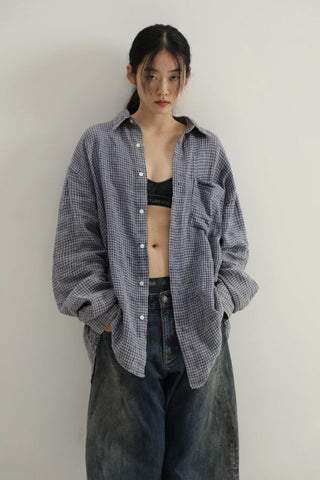 MASONPRINCE Washed Classic Linen Plaid Shirt