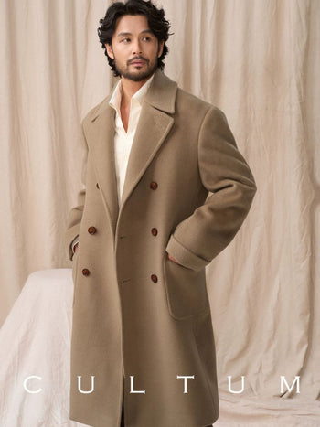 [CULTUM] 100% Wool Double-Breasted Polo Coat