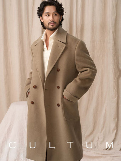 [CULTUM] 100% Wool Double-Breasted Polo Coat