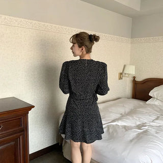 Polka Dot Wrap Mini Dress