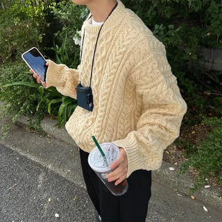 Cable knit oversized sweater