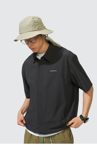 [Monterest] Arc Seam Short Sleeve Layered Shirt