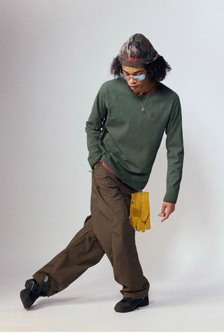 [Monterest] Waffle Knit Drop Shoulder Long Sleeve Tee